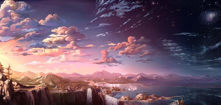 Anime Landscape Wallpaper 4k - 6112x2917 - Download HD Wallpaper 