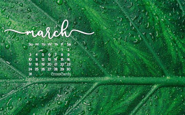 March 2019 - Green Desktop Calendar- Free March Wallpaper
