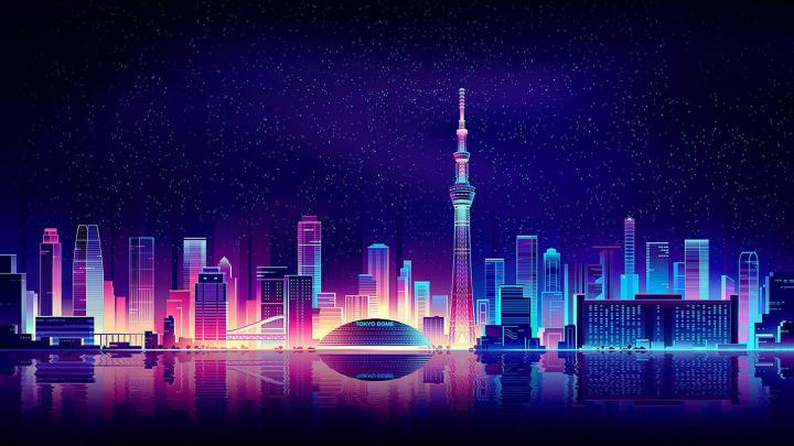 Desktop wallpaper tokyo, cityscape, buildings, digital art, hd image 