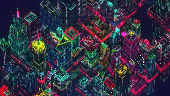 1920x1080 Neon Synthwave Buildings Laptop Full HD 1080P HD 4k 