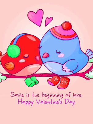Free download Love Valentine Day Greetings With Cute Love Birds 
