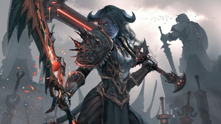 Desktop wallpaper world of warcraft, artwork, woman warrior, hd image 