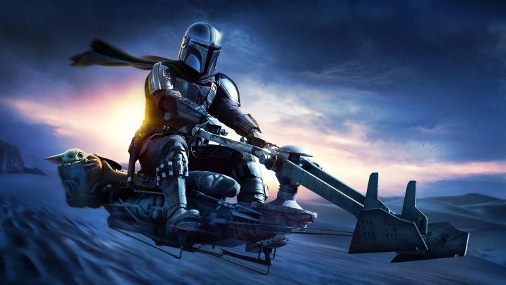 The Mandalorian on a Speeder Bike HD Wallpaper | Background Image 