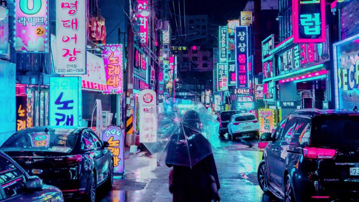 Free download Download wallpaper 1920x1080 night city street umbrella 