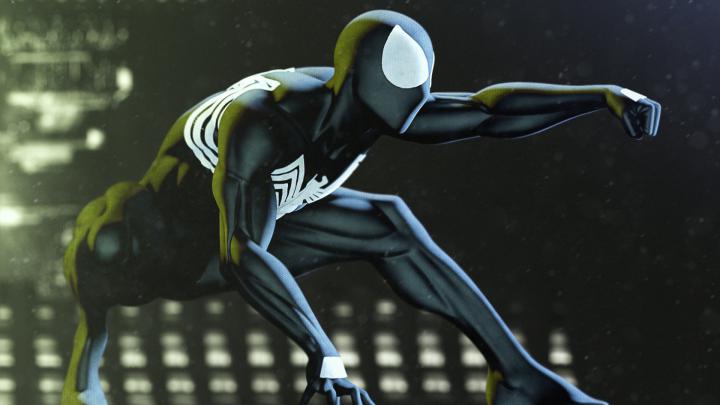 Download 1920x1080 wallpaper black, spider-man, superhero, art, full hd 
