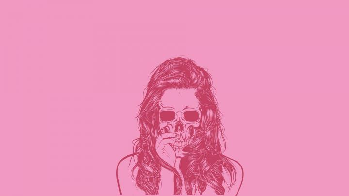 skull, Simple background, Minimalism, Pink background HD Wallpapers 
