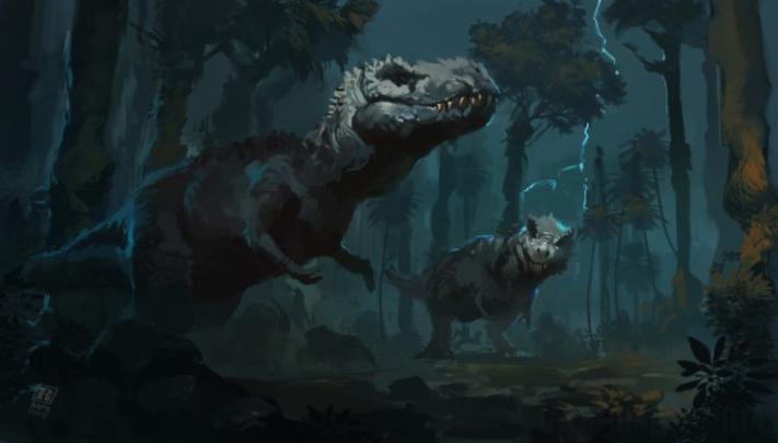 ancient, Animals, Dinosaur, Tyrannosaurus, Animals, Painting, Art 