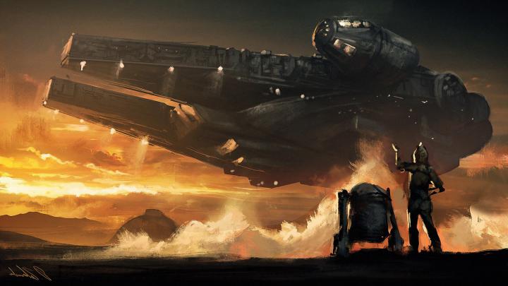 Darek Zabrocki, Star Wars, R2 D2, Millennium Falcon Wallpapers HD 