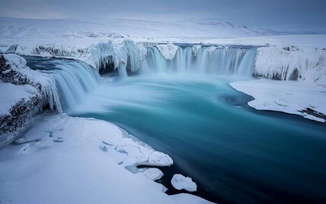 Ice Go\u00f0afoss Waterfall In The Winter Snow Ice Iceland Wallpaper Hd For 
