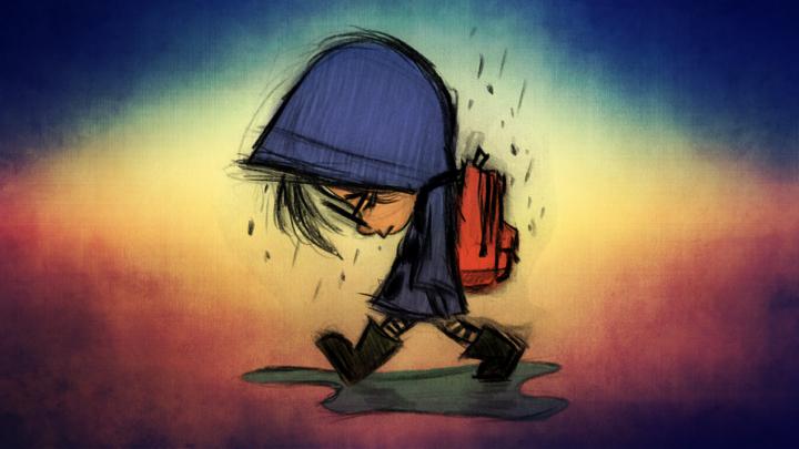children, Blue, Sad, Rain, Cartoon, Red Wallpapers HD \/ Desktop and 