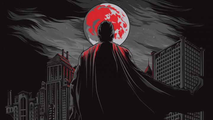 Desktop wallpaper superman, dark, buildings, dc comics, 2019 art, hd 