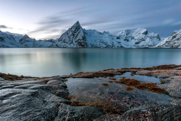 nature, Landscape, Winter, Clouds, Norway, Lake, Rocks Wallpapers HD 