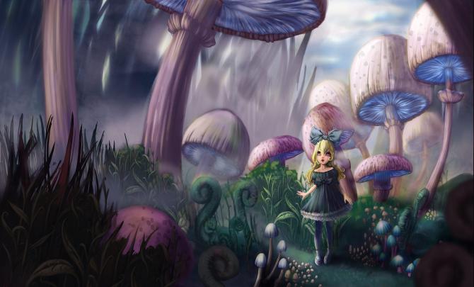Cool wallpaper of art, wallpaper of Alice in Wonderland, girl 