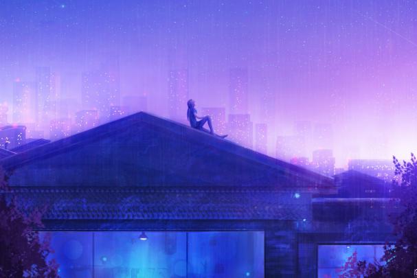 Anime Scenery Roof Top Wallpapers