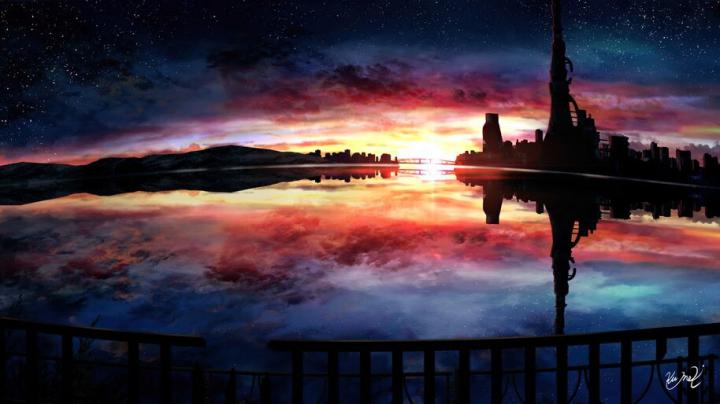 Sunset, Sky, Scenery, Anime, 4K, #6.2598 Wallpaper