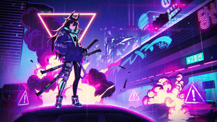 1920x1080 Katana Anime Girl Neon 4k Laptop Full HD 1080P HD 4k 