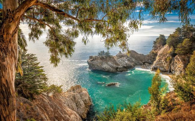 landscape, Nature, California, Beach, Coves, Waterfall, Coast, Sea 