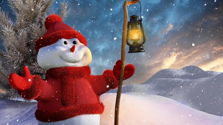 Snow Man in Christmas Winter Season | HD Wallpapers