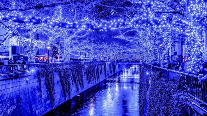 Christmas lights in Tokyo HD desktop wallpaper : Widescreen : High 