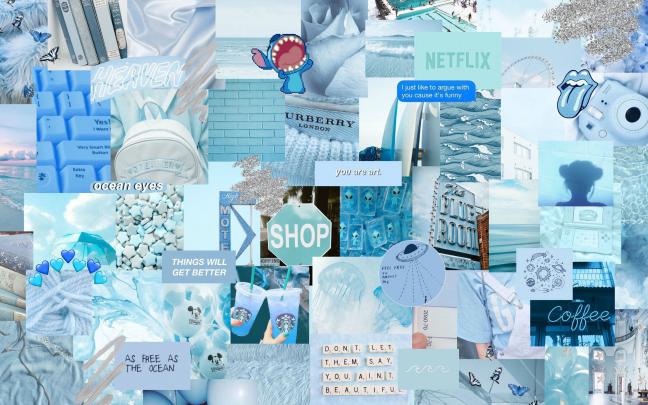 Blue Collage Aesthetic Desktop Wallpapers