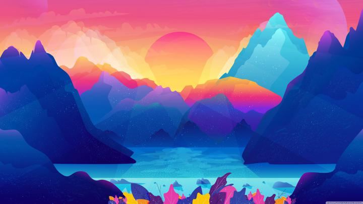 Colorful Landscape Illustration 4K wallpaper