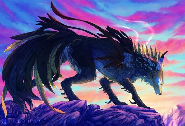 Favetoni, Wolf, Mountains, Illustration, Artwork, Digital art, Hybr