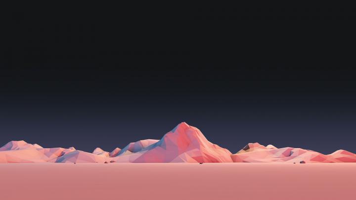 Pink mountain terrain wallpaper, illustration, mountains, low poly 