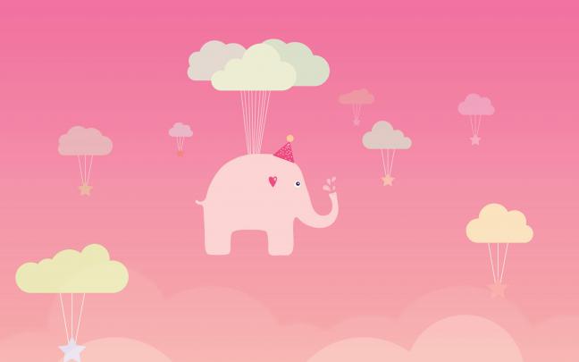 ap45-cute-elephant-illustration-art-orange-fly-wallpaper