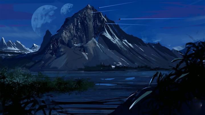 artwork, Illustration, Mountains, Night HD Wallpapers \/ Desktop and 