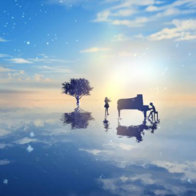 Piano, violin, wood - Your Lie in April - anime live wallpaper 