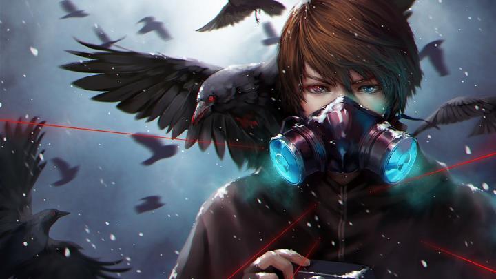 Anime, Gas Mask, Crow, 4K, 3840x2160, #47 Wallpaper