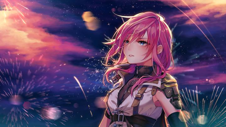 1920x1080 Anime Girl Pink Hairs Looking Away 4k Laptop Full HD 1080P HD 