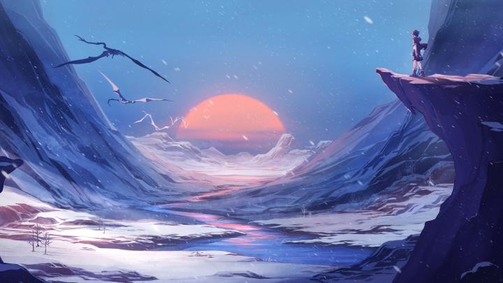 2560x1440 Dragon Winter Snow Anime Manga 4k 1440P Resolution HD 4k 