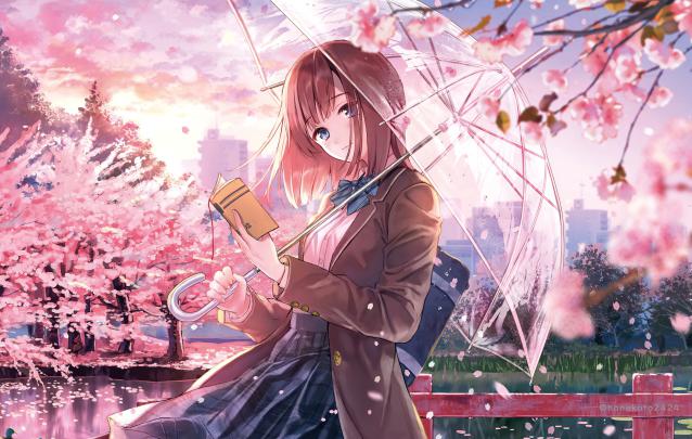 Anime Girl Cherry Blossom Season 5k, HD Anime, 4k Wallpapers, Images 