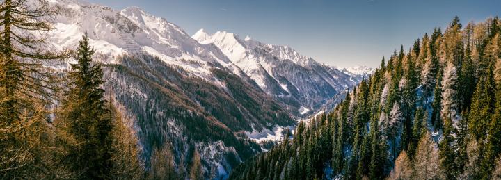 panorama, Dual, Monitor, Mountain, Forest, Snow Wallpapers HD \/ Desktop 