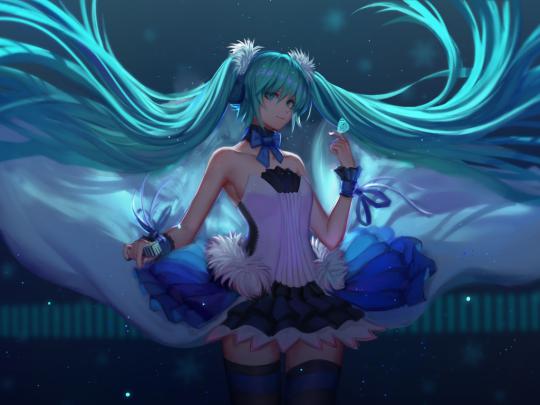 Desktop wallpaper beautiful, blue, long hair, hatsune miku, hd image 
