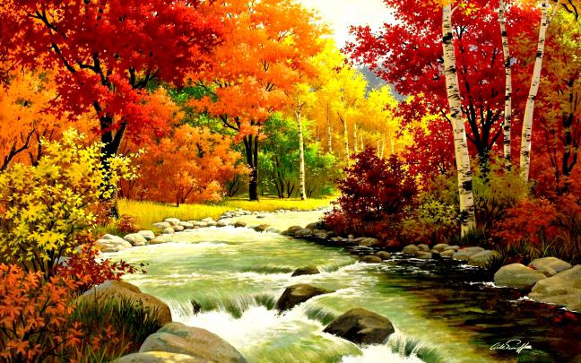 Autumn River High Resolution wallpaper | nature and landscape 