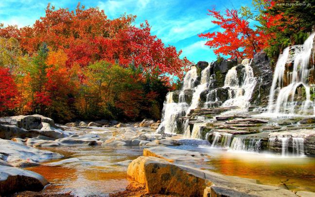 Rocks, Landscape, Nature, Autumn, Forest, Rocks, Cliffs, Waterfall 