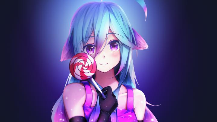 Anime Girl Cute Rainbows And Lolipop hd-wallpapers, digital art 