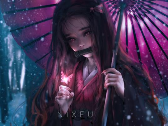 Desktop wallpaper anime girl, beautiful, nezuko kamado, hd image 