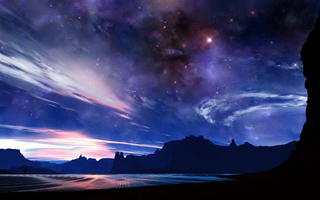 Free Desktop Starry Night Wallpaper