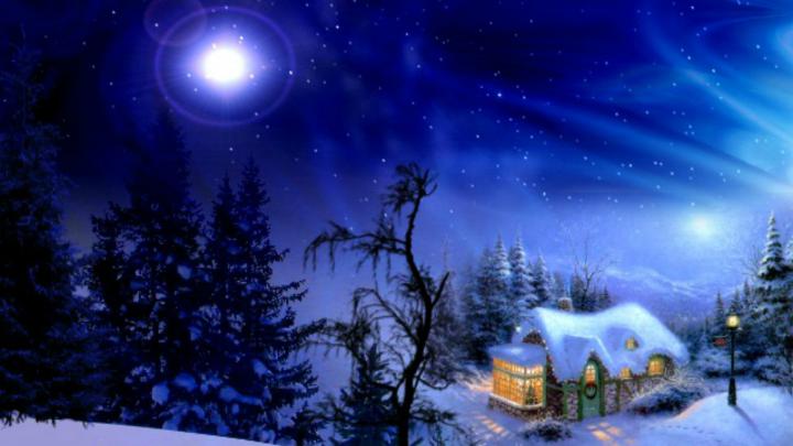 Download Christmas Night Winter Stars Desktop Wallpaper Src - Ultra Hd 