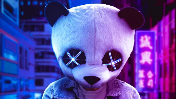 Wallpaper digital, digital art, artwork, illustration, mask, panda 