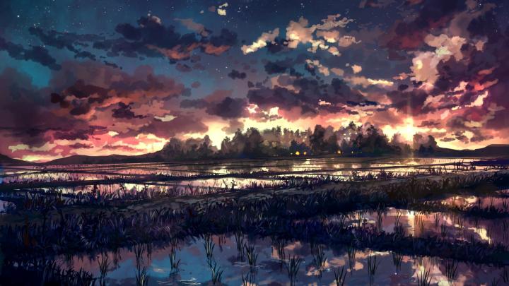 1920x1080 wallpaper desktop landscape | Landscape, Anime scenery 