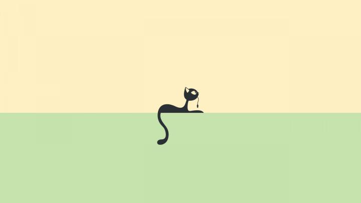 1920x1080 Wallpaper cat, minimalism, vector, wire | Minimalist desktop 