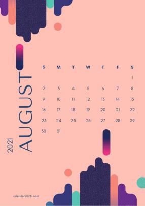 August 2021 Calendar Desktop Wallpaper
