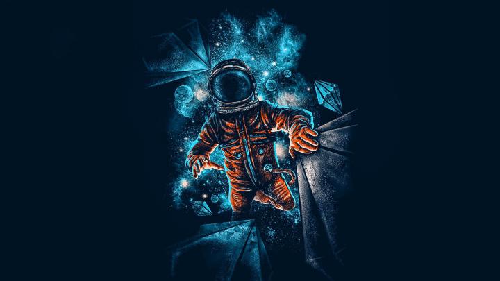 Artistic Spaceman Blue Orange 4K Wallpaper - Best Wallpapers
