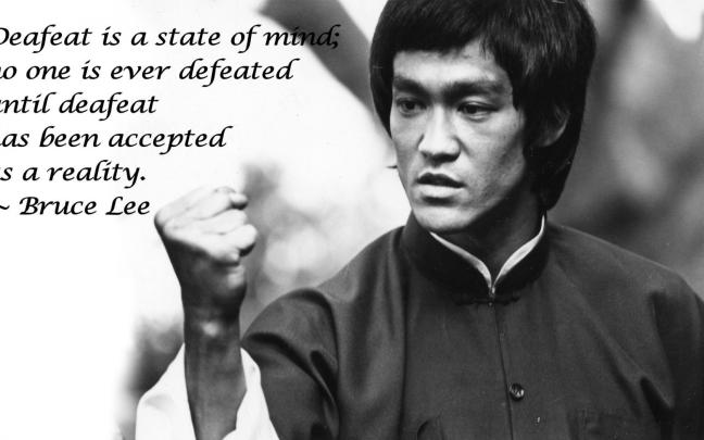 Free download Bruce Lee BW Defeat martial art text quotes black white 