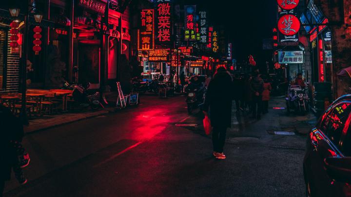 Download wallpaper 1920x1080 street, lighting, lights, signs, city 