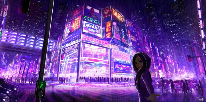 Cyberpunk Cityscape Girl Digital Art, HD Artist, 4k Wallpapers, Images 